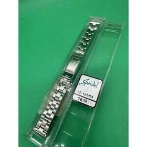 Vintage NOS Speidel  Stainless Bracelet Silver Tone Watch Band Men's 12mm-16mm